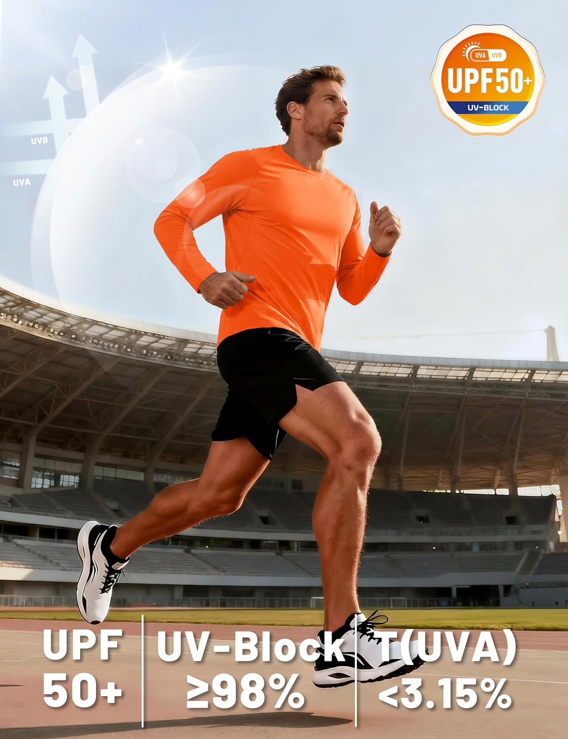 Detalle de TACVASEN Herren UPF 50+ UV-Langarmshirt als Rashguard für Outdoor, Angeln, Schwimmen & Surfen