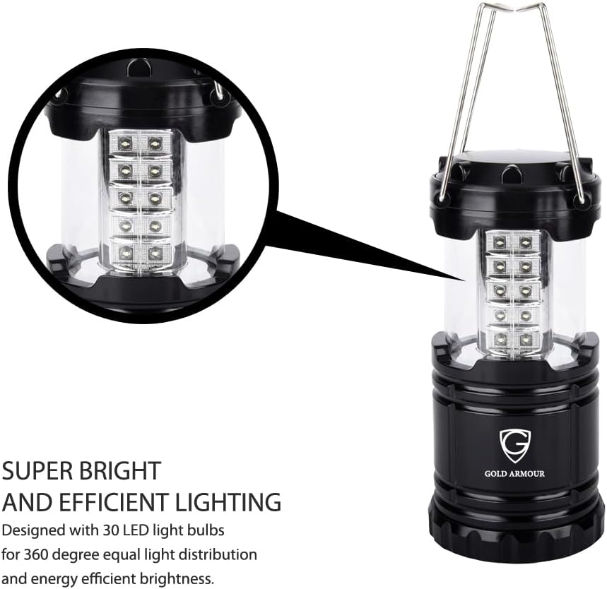 Thumbnail 1 de Gold Armour 4-Pack Camping Lanterns: Ultra-Bright, Battery-Operated Emergency Lights