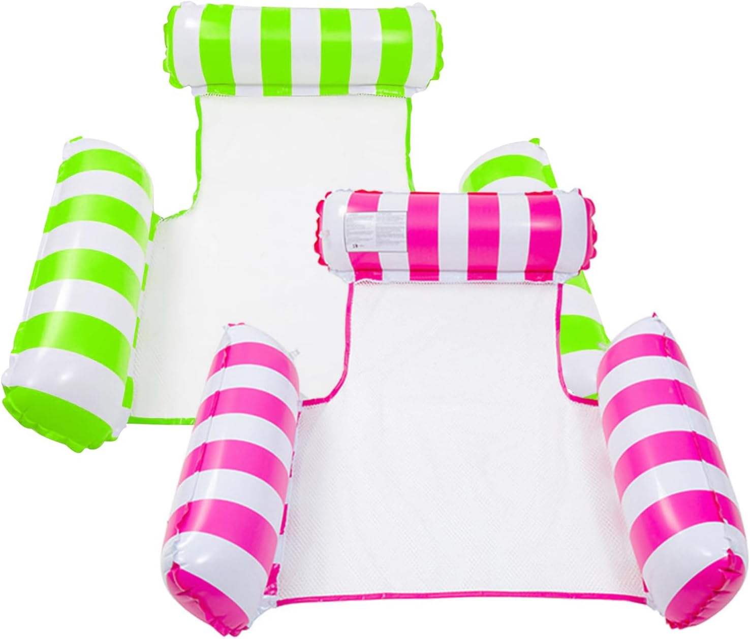 Detalle de Inflatable Pool Float Adults 2 Pack 4-in-1 Water Hammock and Lounge Chair – Pink & Green