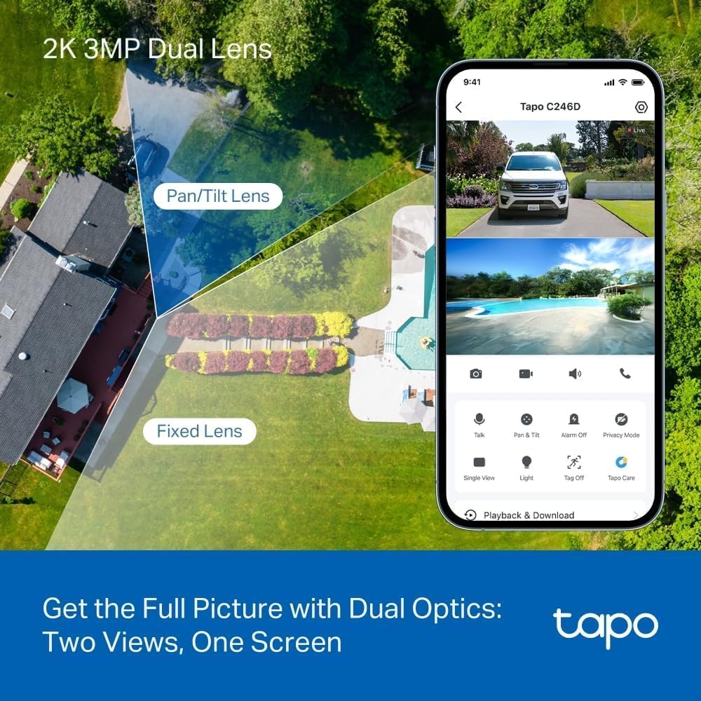 Detalle de Tapo C246D 3MP dual‑lens outdoor camera