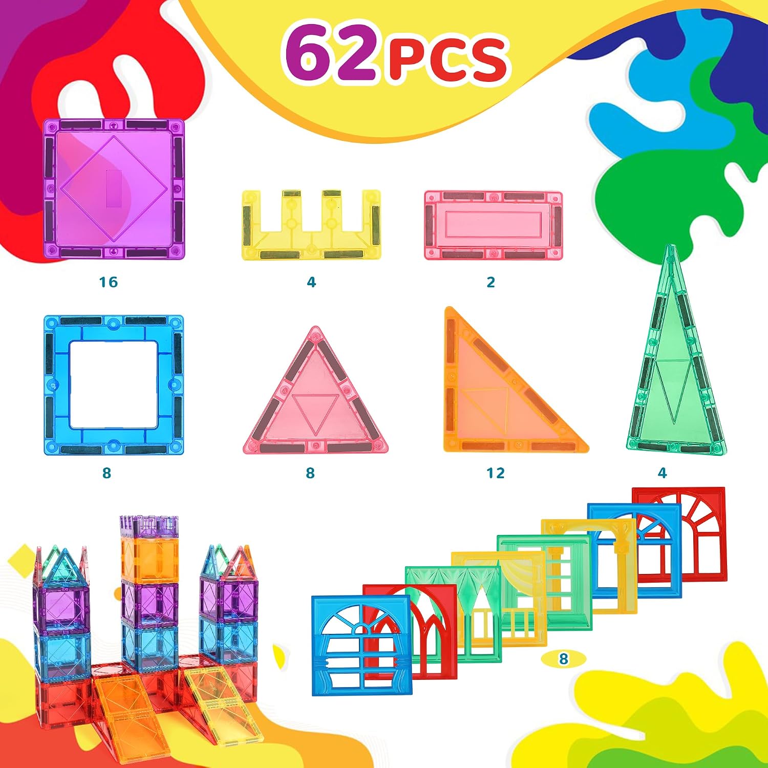 Thumbnail 6 de Magnetic Tiles 62-piece magnetic building set for kids 🧩