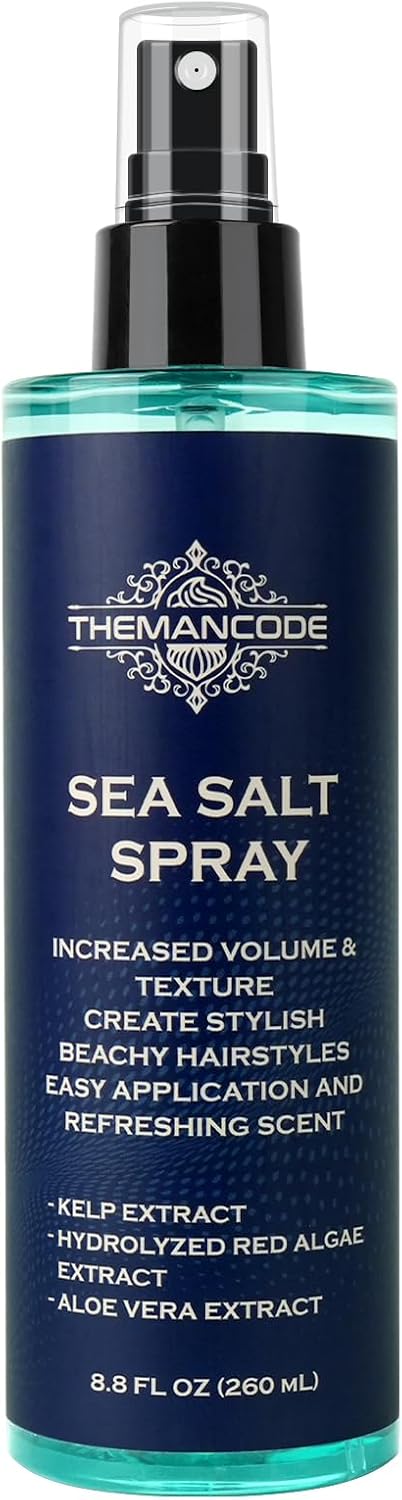 Detalle de THEMANCODE Sea Salt Spray per Capelli Uomo, 260 ml: volume istantaneo e texture da surf