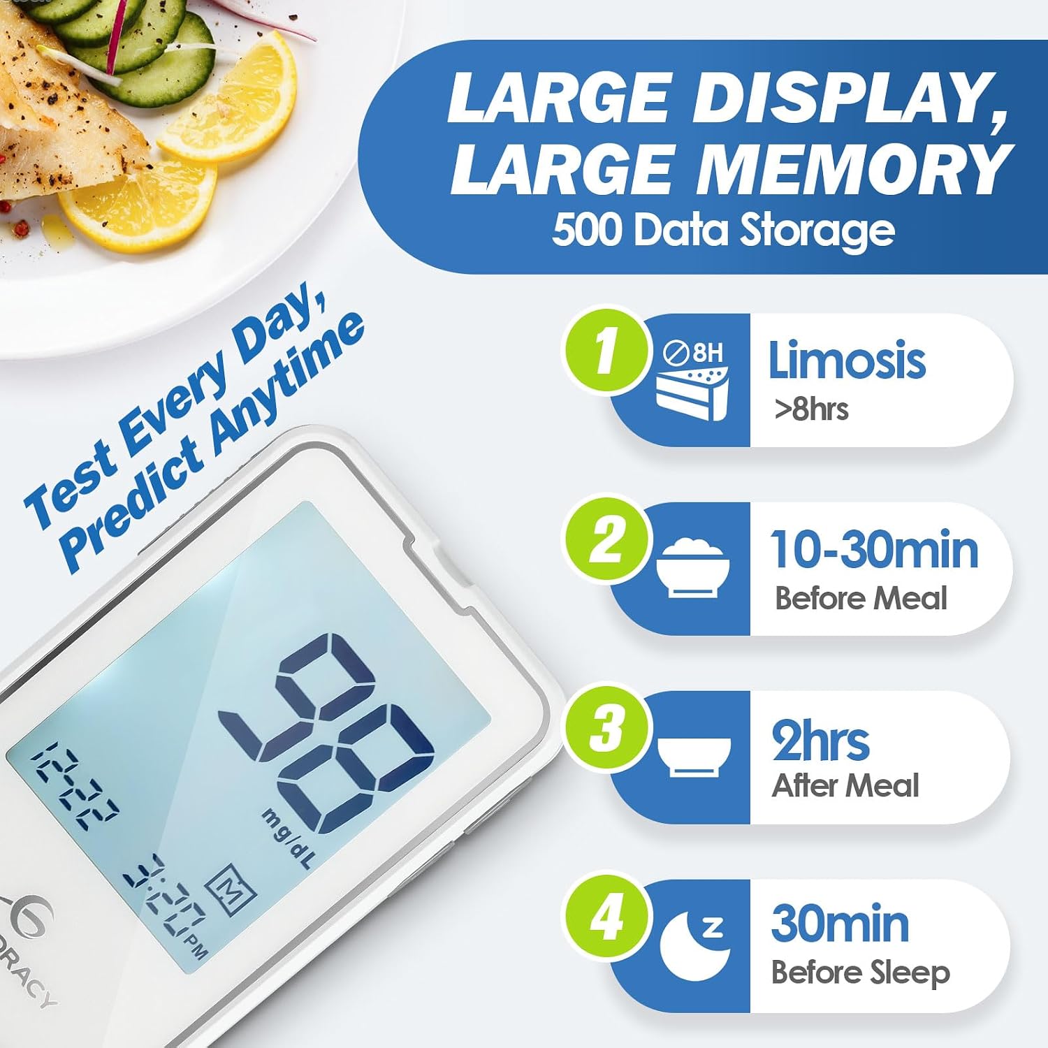 Detalle 1 de Glucoracy G-425-2 Blood Glucose Meter Kit with 50 Strips and Lancets