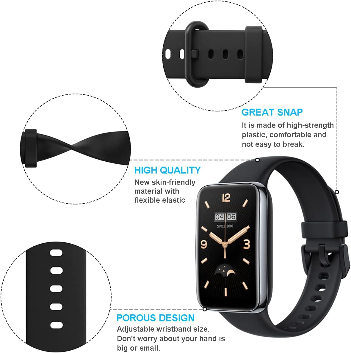 Thumbnail 2 de Monuary 6 Pack Replacement Bands for Xiaomi Smart Band 7 Pro – Colourful Silicone Straps