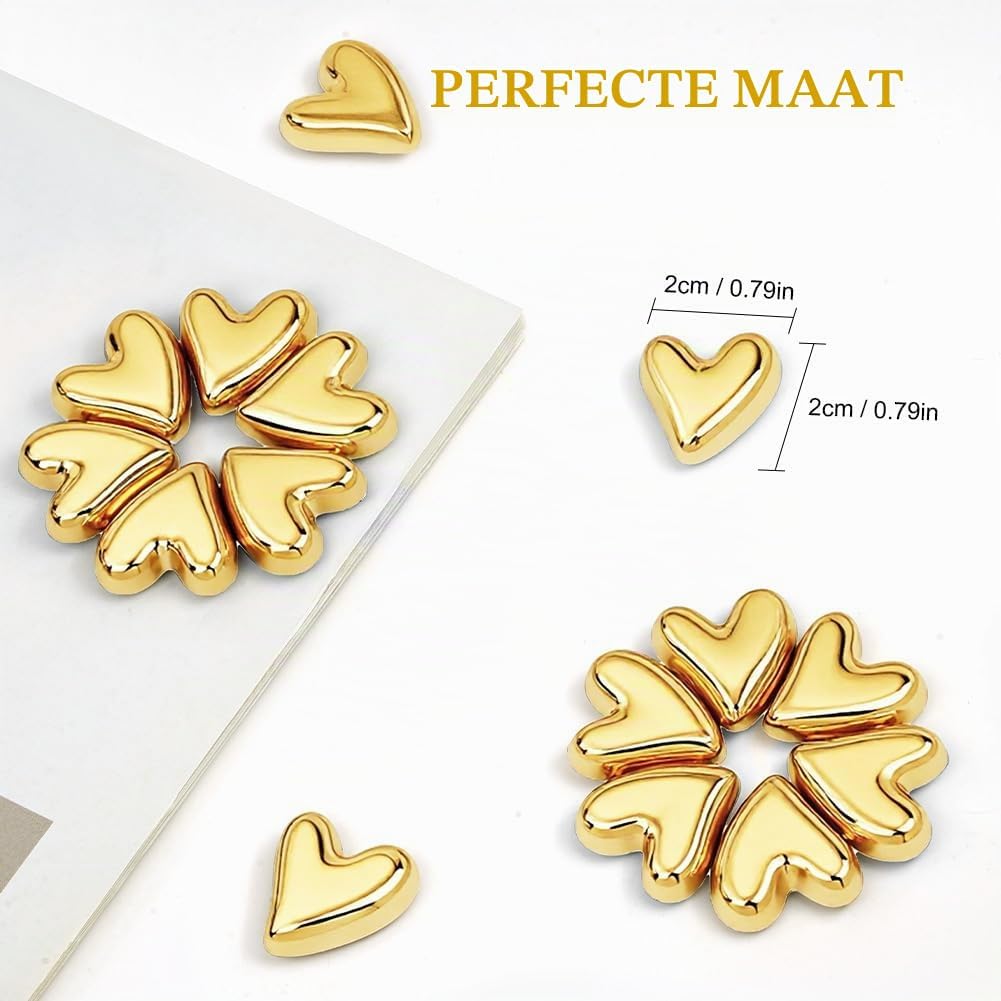 Detalle de Vicloon 5313647 hartvormige koelkastmagneten, 20 stuks, goud, 2 x 2 cm