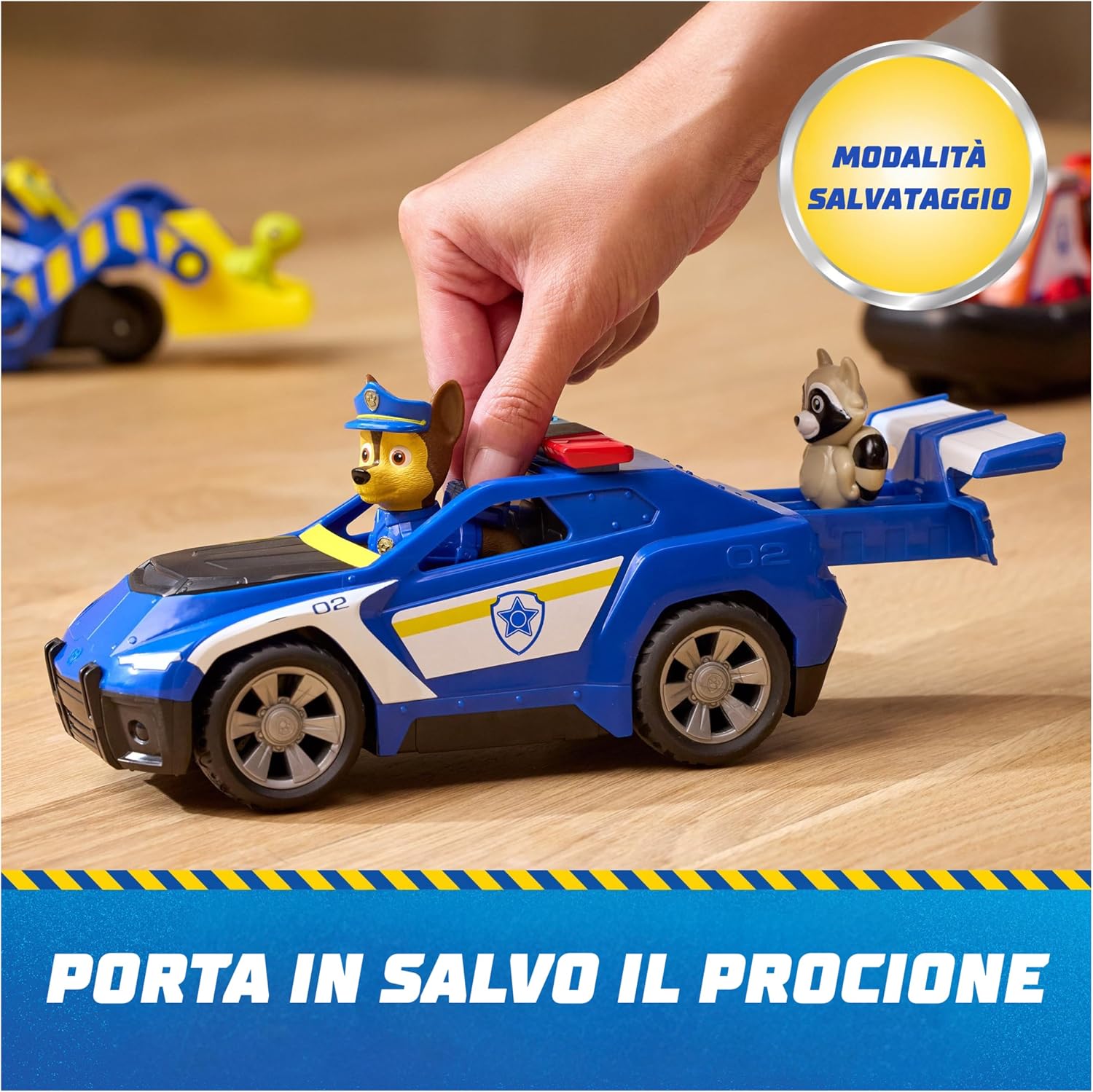 Detalle 2 de Paw Patrol: Search & Rescue, Auto della Polizia di Chase con 2 Personaggi – Un set di soccorso retrò per bambini 3+ anni