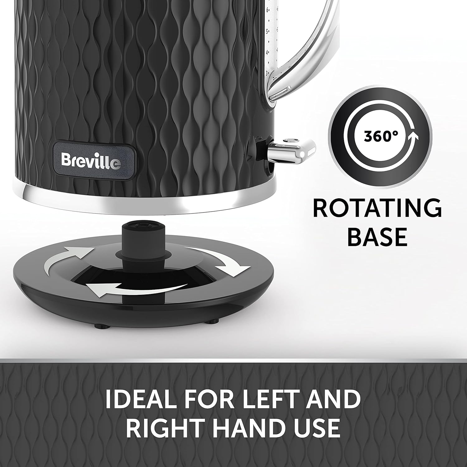 Thumbnail 2 de Breville Curve Electric Kettle VKT017 (1.7 L, 3kW fast boil) in Black & Chrome