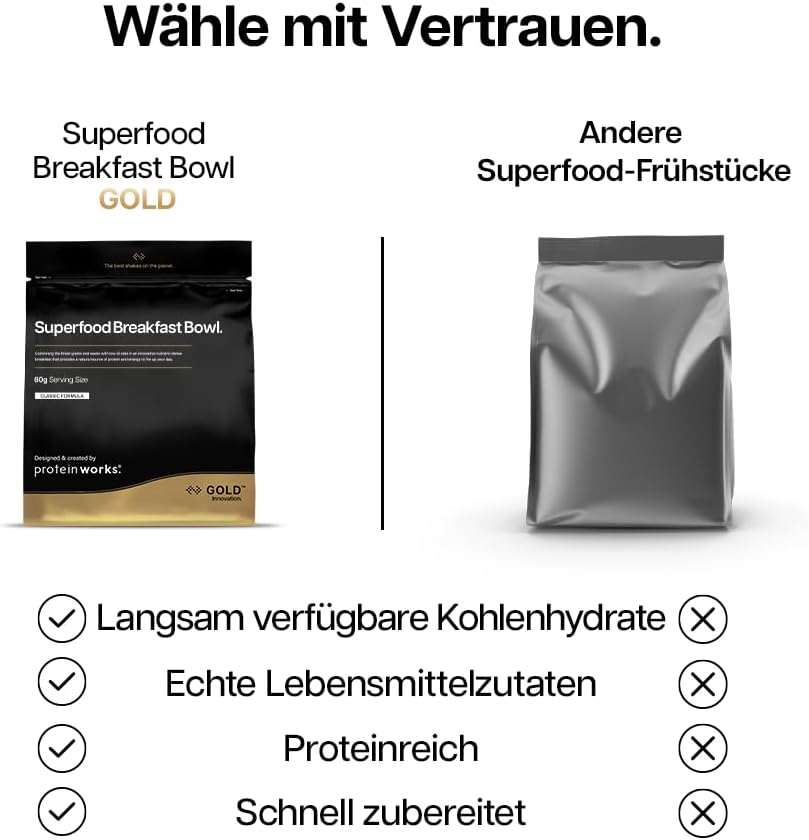 Detalle de Protein Works Superfood Frühstück GOLD – GOLD Innovation, nährstoffreiches Protein-Müsli (600 g, 10 Portionen) – Summer Berry Feast