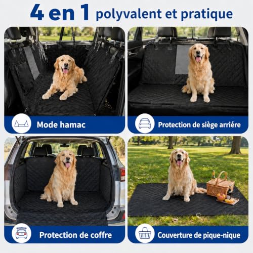 Thumbnail 6 de Sosayet Housse auto pour chien 137 x 147 cm, imperméable avec fenêtre en maille