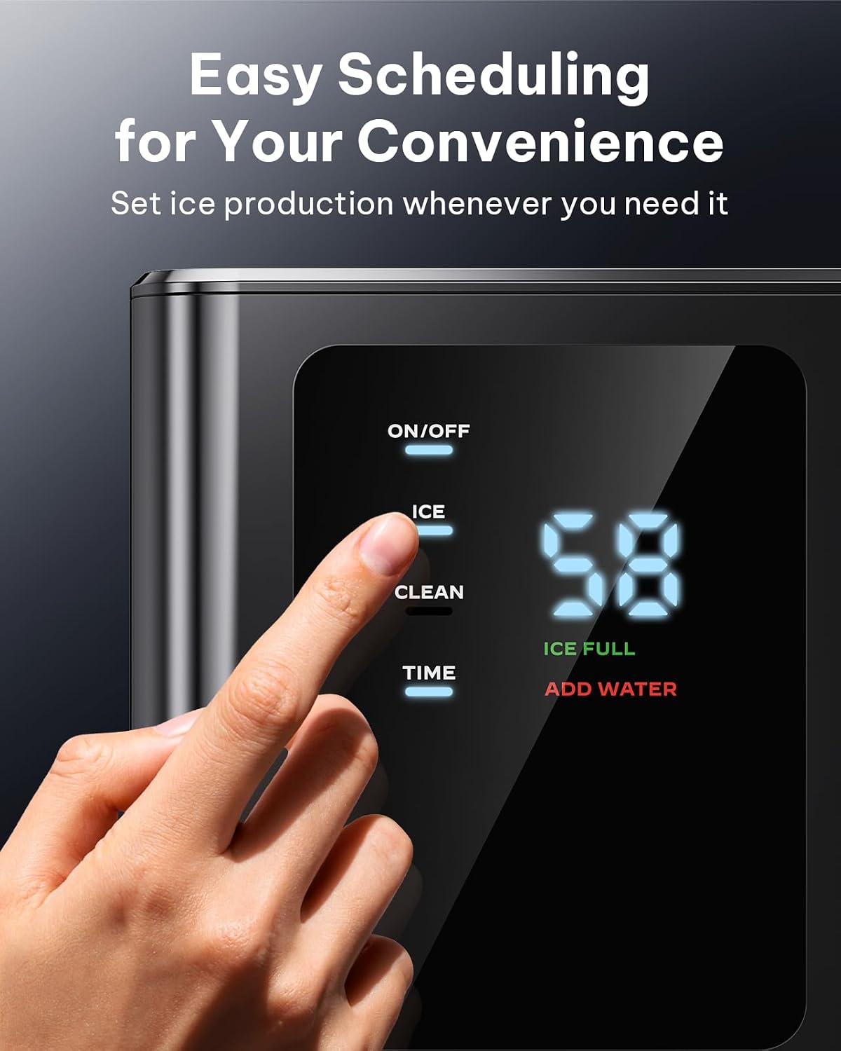 Detalle de Silonn SLIM43B-US Nugget Ice Maker with 3L Tank, Timer and Self-Cleaning