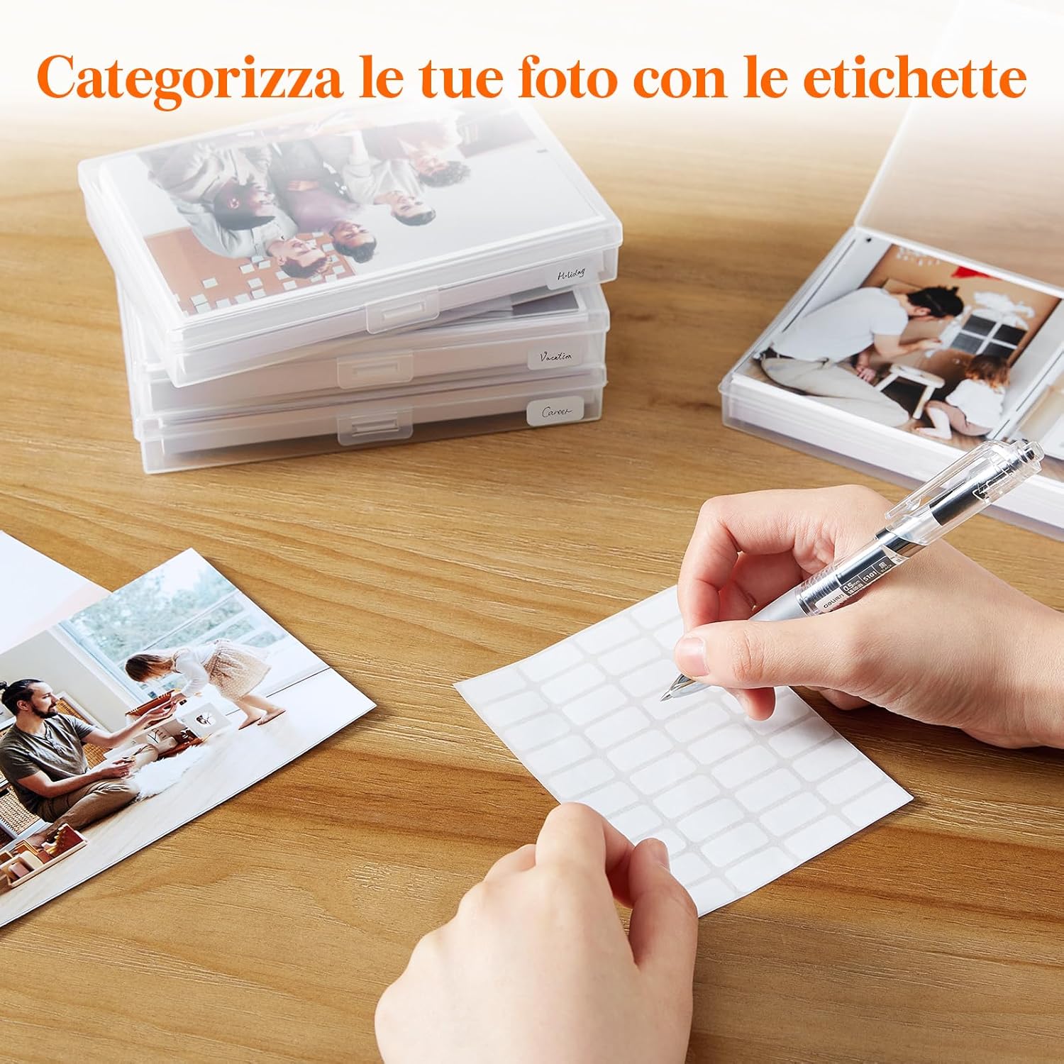 Thumbnail 5 de Lifewit scatola portafoto 10 x 15 cm con organizer interno (4R, 18 scomparti) in plastica trasparente