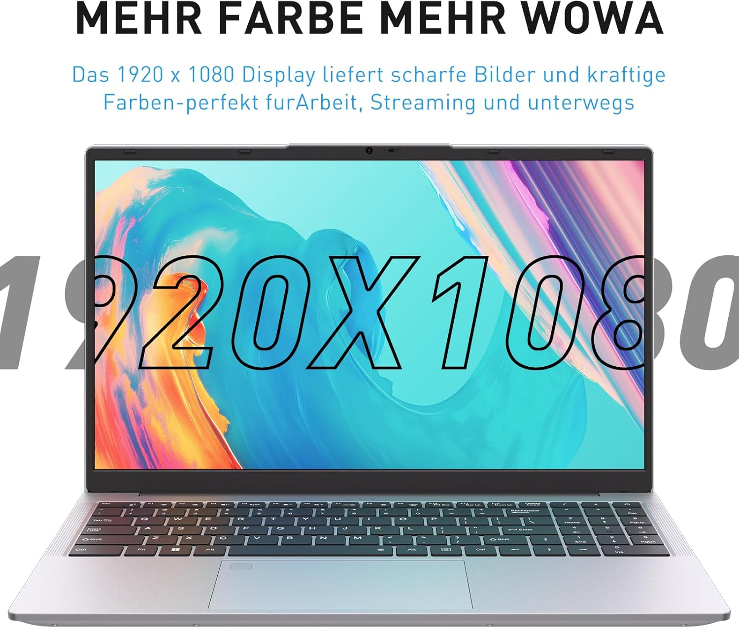 Detalle de Auusda Laptop 15,6 Zoll – 32 GB RAM, 1 TB SSD, Fingerabdrucksensor, beleuchtete Tastatur