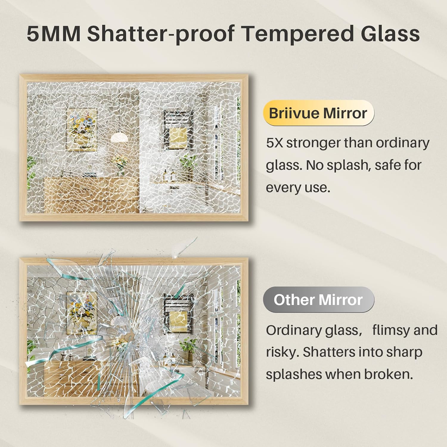 Thumbnail 6 de 36x36 Bathroom Mirror, anti-rust metal frame