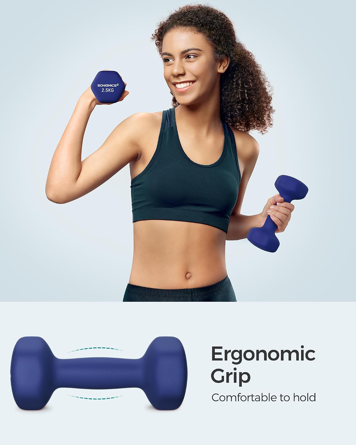 Thumbnail 2 de SONGMICS 2 x 2.5 kg Hex Dumbbells with Coated, Non-Slip Grip