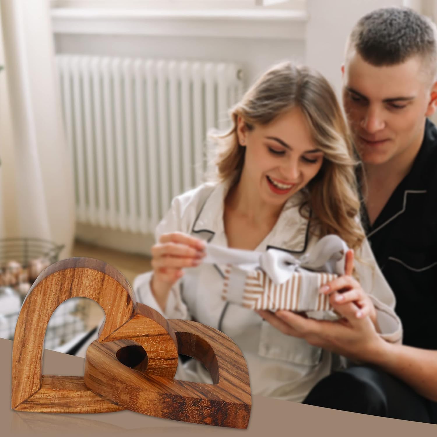Detalle de Valentine Day Romantic Olive Wood Heart Gift for Her by Lightzz (7cm)