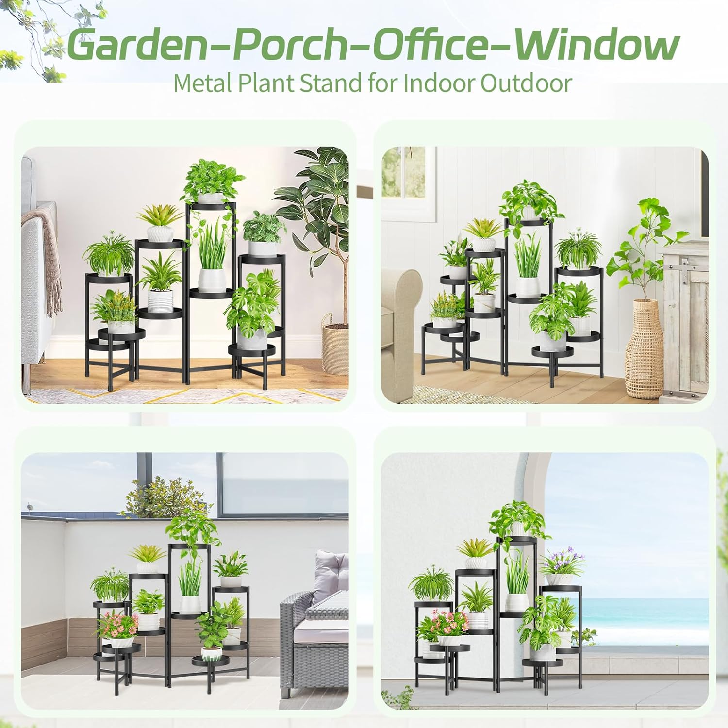 Thumbnail 2 de iDavosic.ly Pflanzenständer aus Metall mit 10 Etagen – Rundes Blumenregal in Schwarz für Indoor & Outdoor