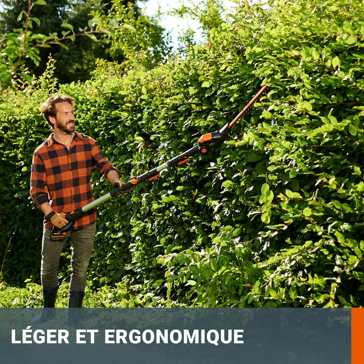 Detalle 2 de WORX WG252E.9 Taille-Haies sur Perche 20V - Lame 45 cm, Manche Télescopique