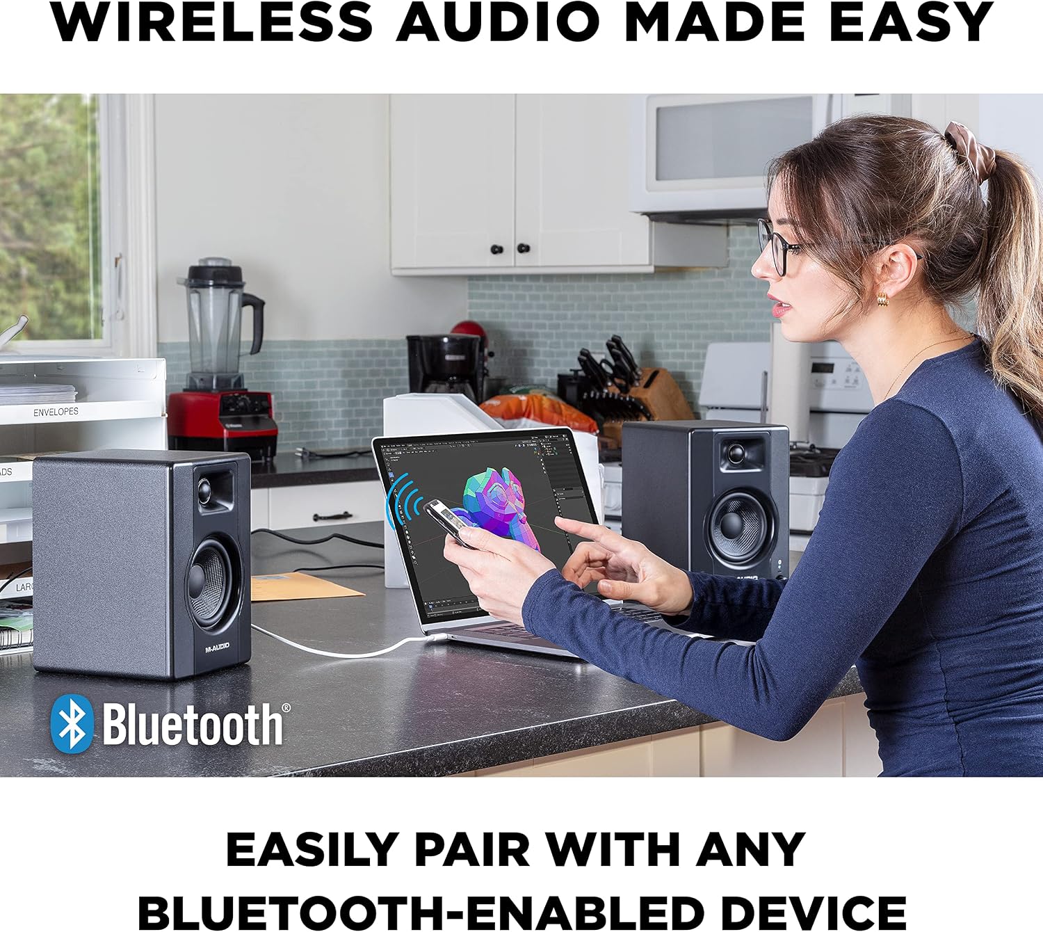 Detalle 2 de M-AUDIO BX3BT 3.5-Inch Bluetooth Studio Monitor Speakers with Kevlar Woofers