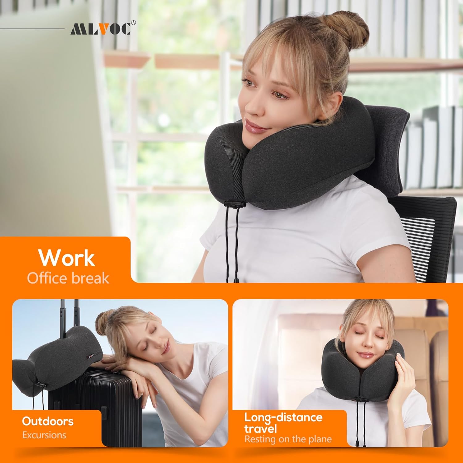 Detalle de MLVOC Memory Foam Neck Pillow for Travel