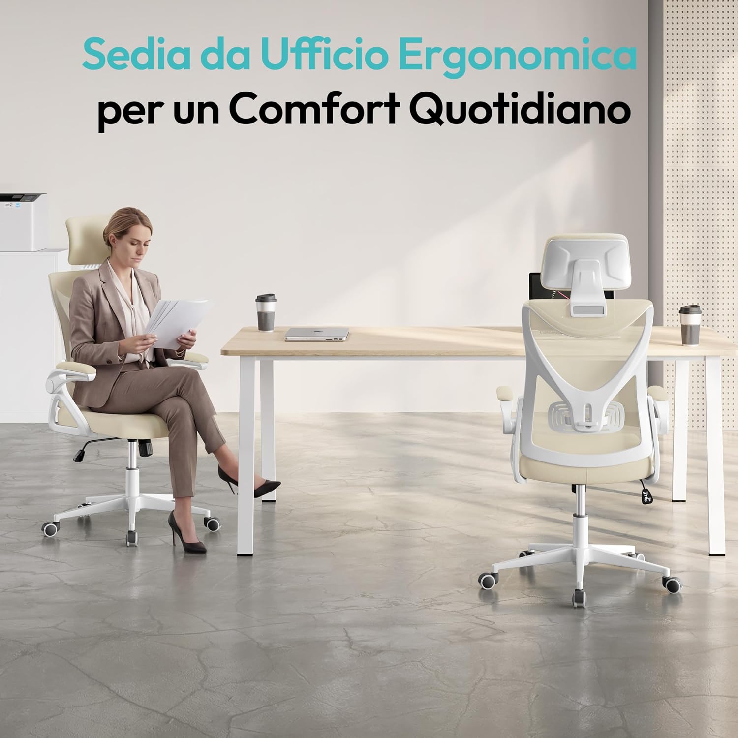 Thumbnail 6 de Yaheetech Sedia Ufficio Ergonomica con Poggiatesta Regolabile e Schienale Alto – Comforte Personalizzato per Lavoro Prolungato