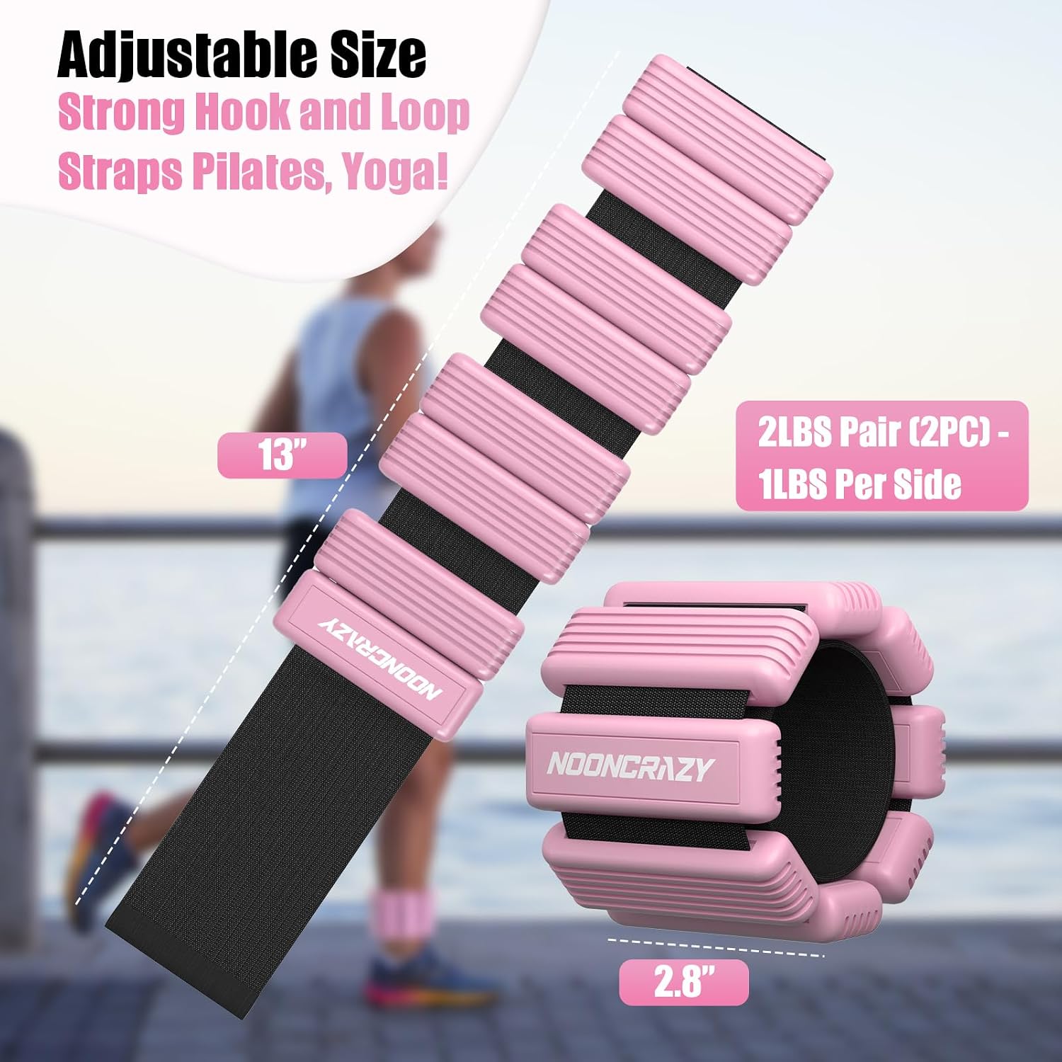 Detalle de nooncrazy weight-003 Wrist and Ankle Weights, Adjustable 2 lb Pair