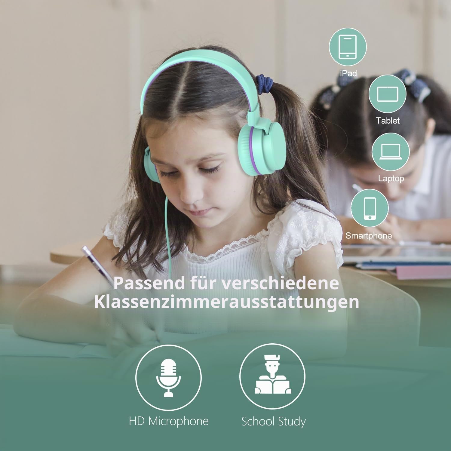 Thumbnail 6 de YOYOTUNE Kinder-Kopfhörer: kabelgebundene On-Ear-Kopfhörer mit Mikrofon, 3,5 mm, faltbar