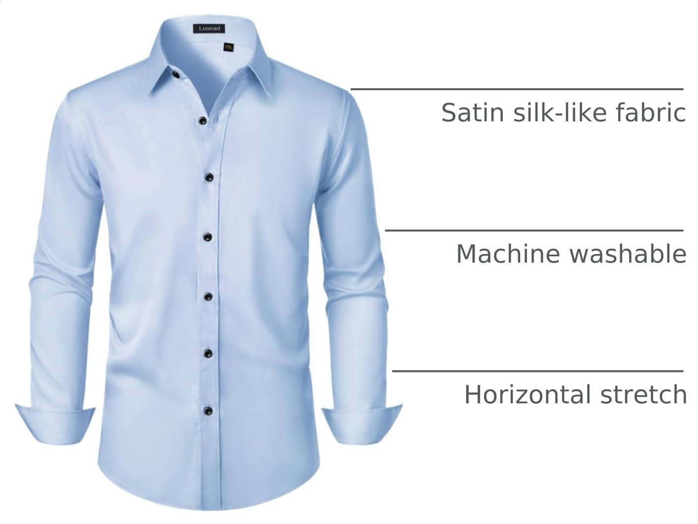 Detalle 2 de Lusead Men's Dress Shirt 5% Elastane 👔