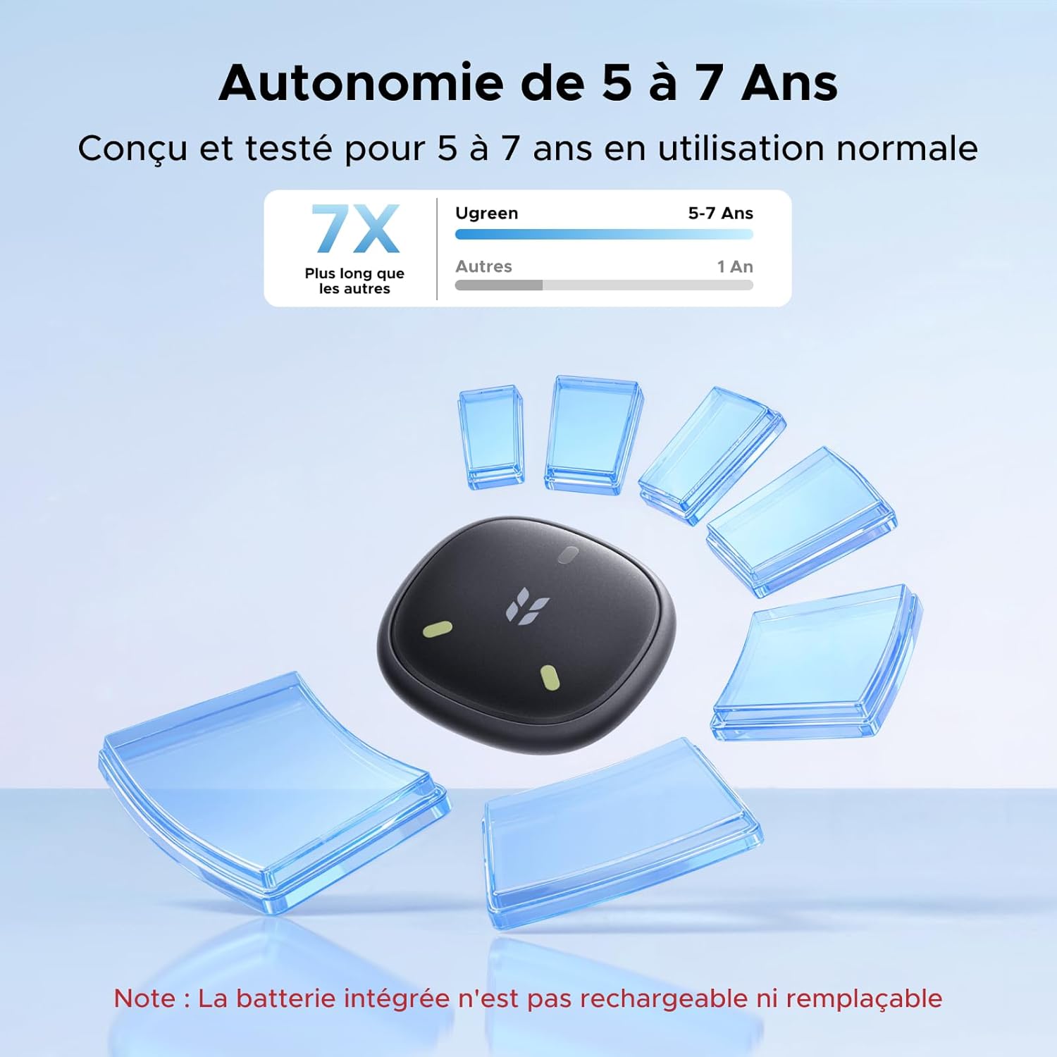 Detalle 2 de UGREEN FineTrack Mini 2 Finder Tag 110 dB Fluorescent – Lot de 4 (Find My iOS uniquement)