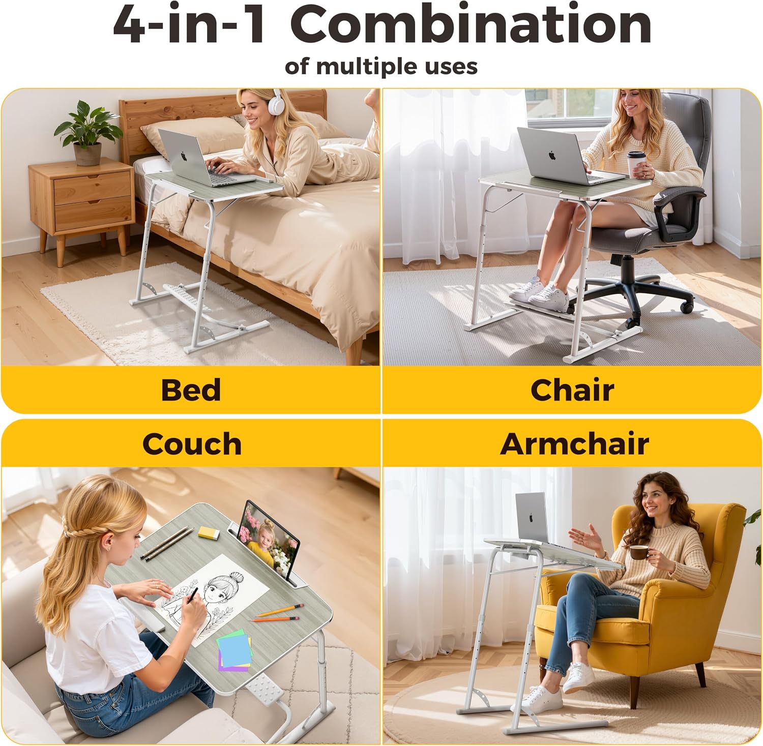 Thumbnail 3 de FoldWise Folding Laptop Table for Sofa – Sturdy Portable Desk with Height & Angle Adjustments