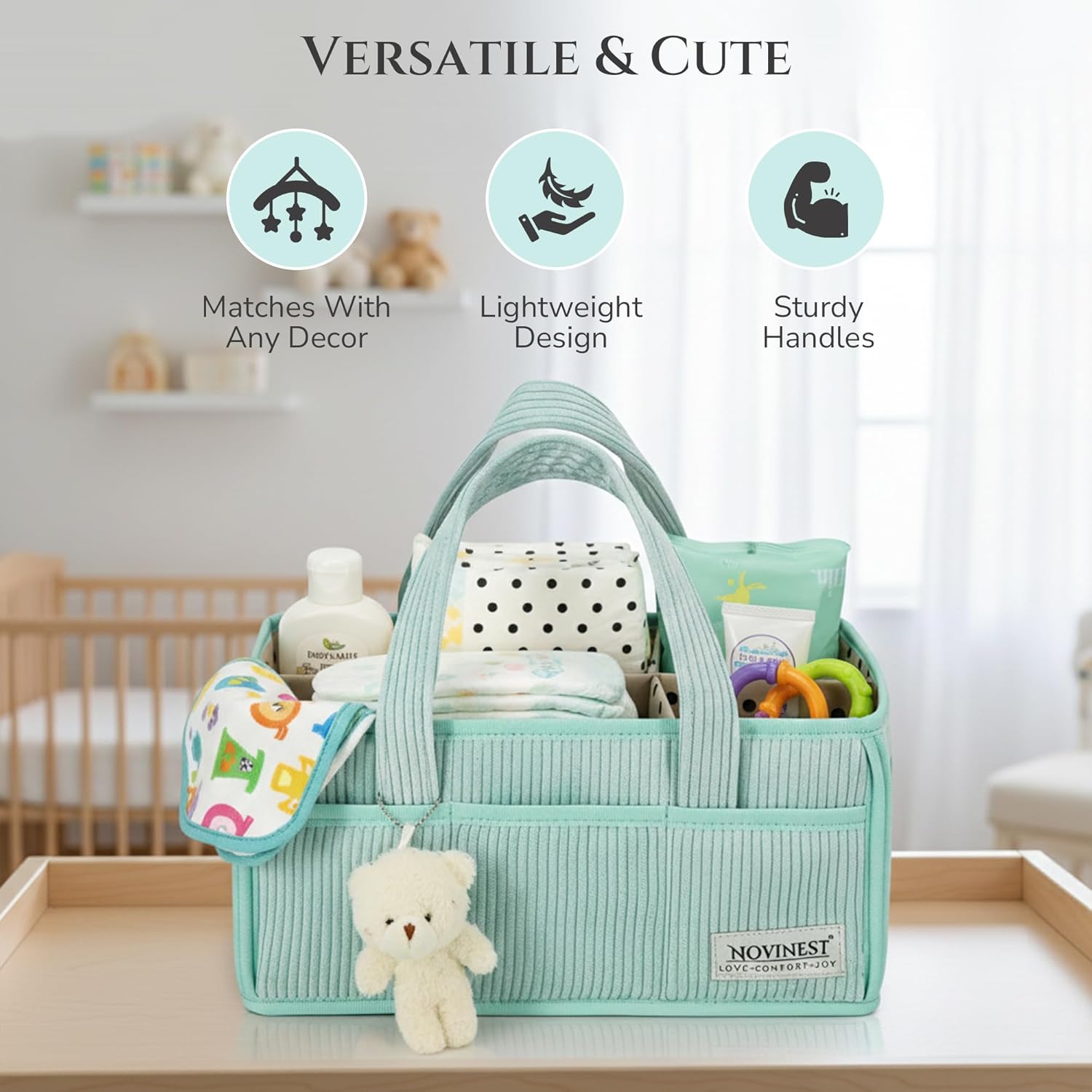 Thumbnail 4 de UPGRADED PREMIUM NOVINEST Nappy Caddy Organizer: All-in-One Nursery Storage for Home or On-the-Go