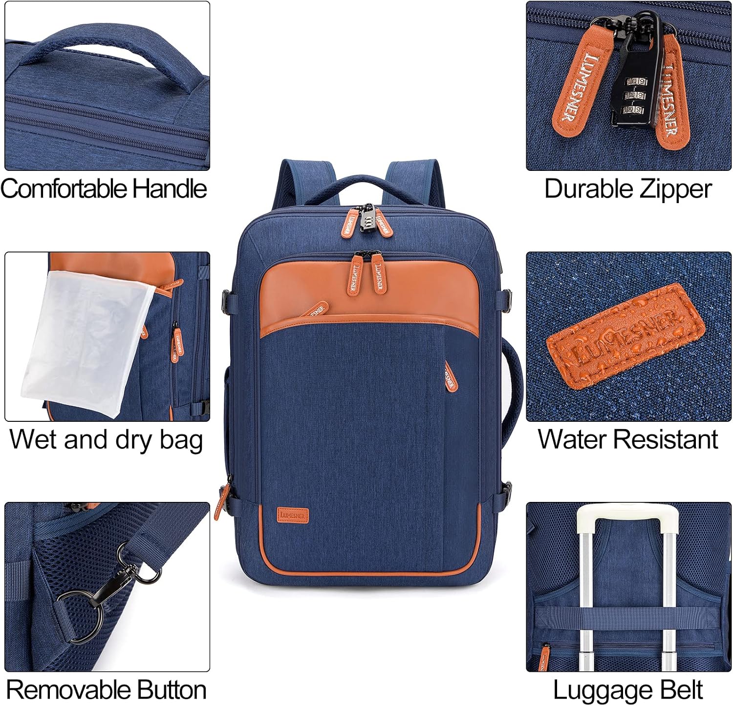 Thumbnail 6 de Lumesner Carry on Backpack 40L: Extra Large, Expandable Travel Backpack for Flight & Day Trips