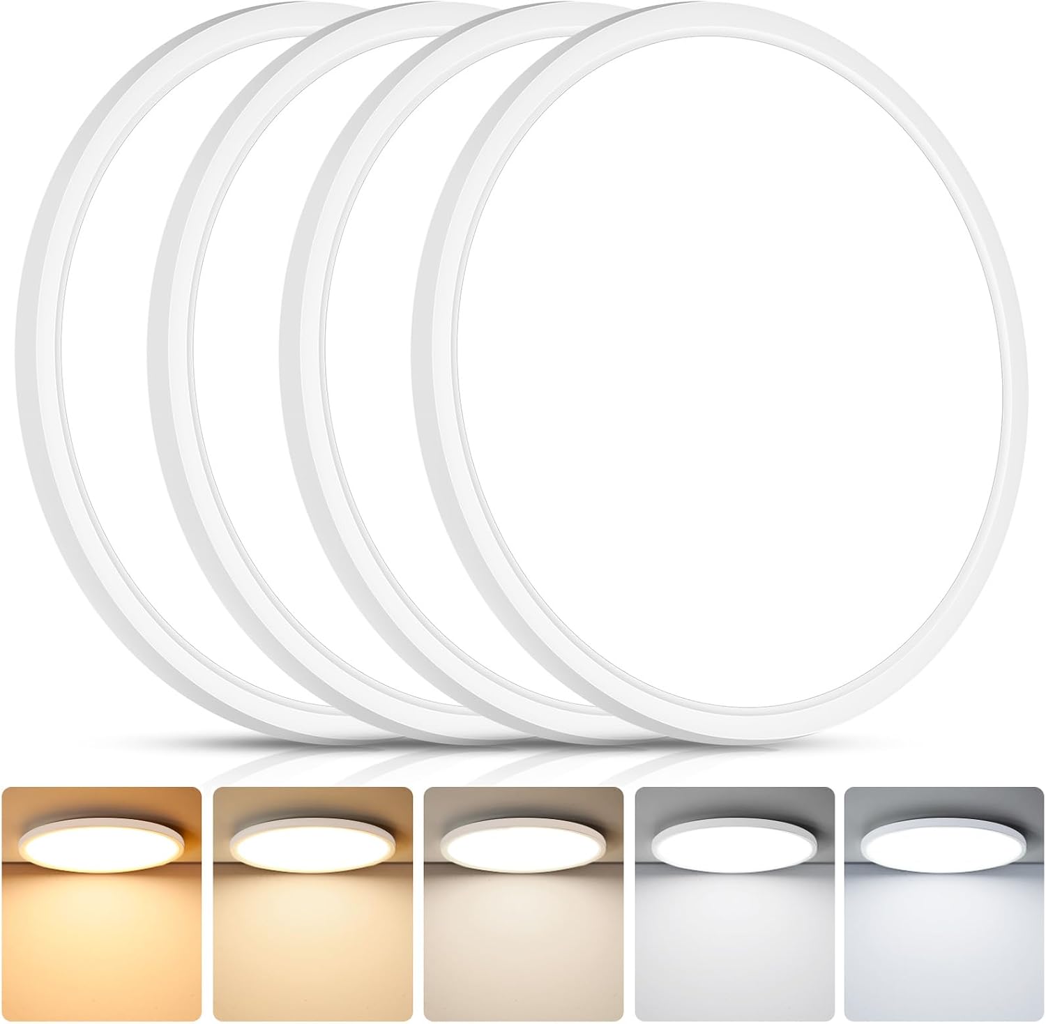 Detalle de Brightever XD300-09 12-Inch LED Flush Mount Ceiling Light, Dimmable, 5CCT, 4-Pack