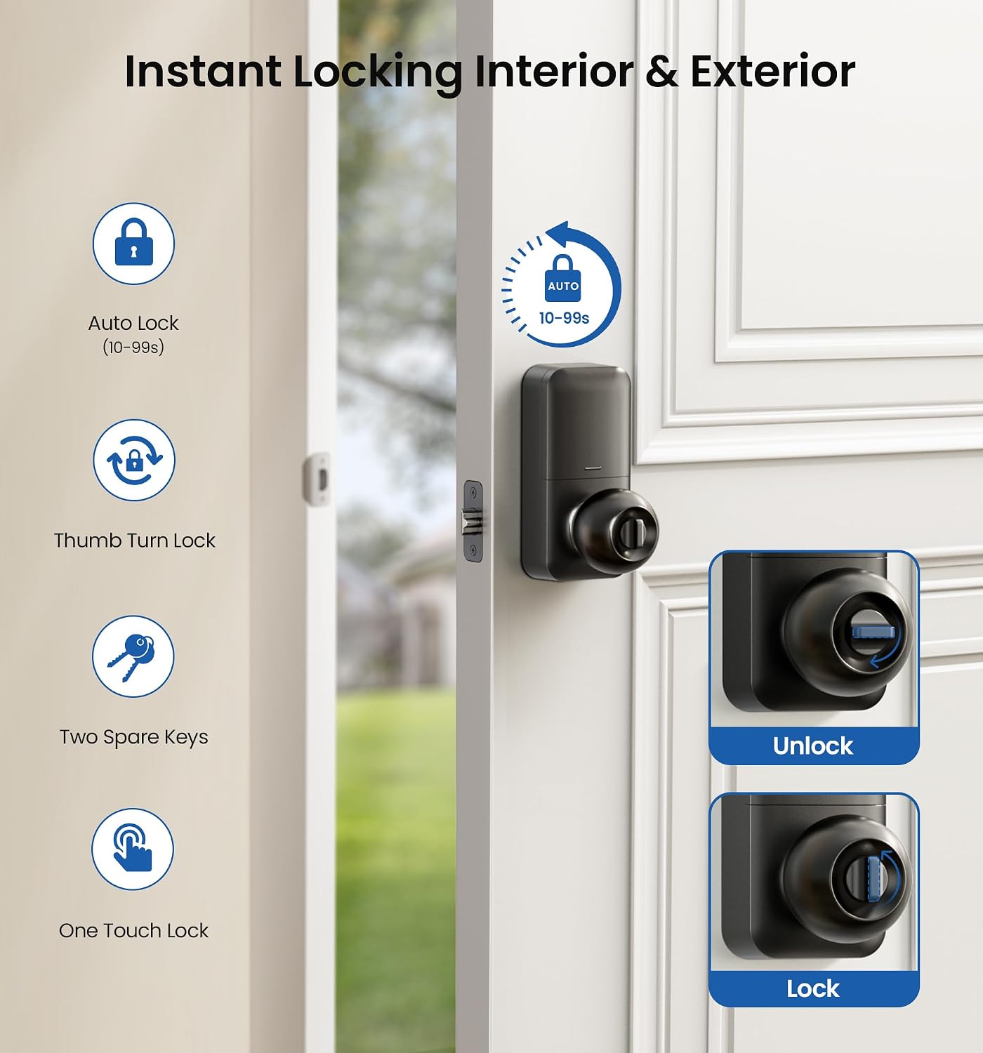 Detalle 2 de Veise Keypad Door Knob Matte Black