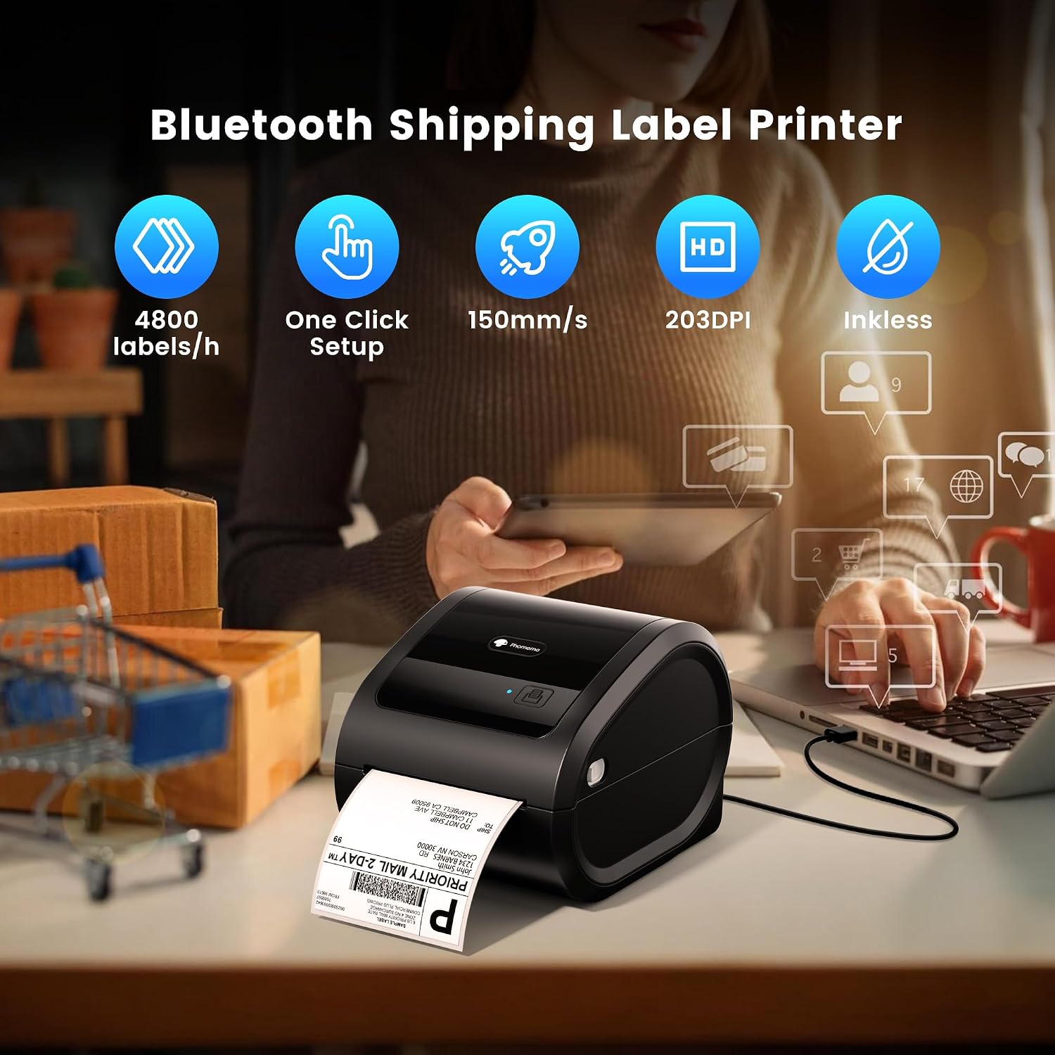 Detalle de Phomemo thermal label printer D520BT