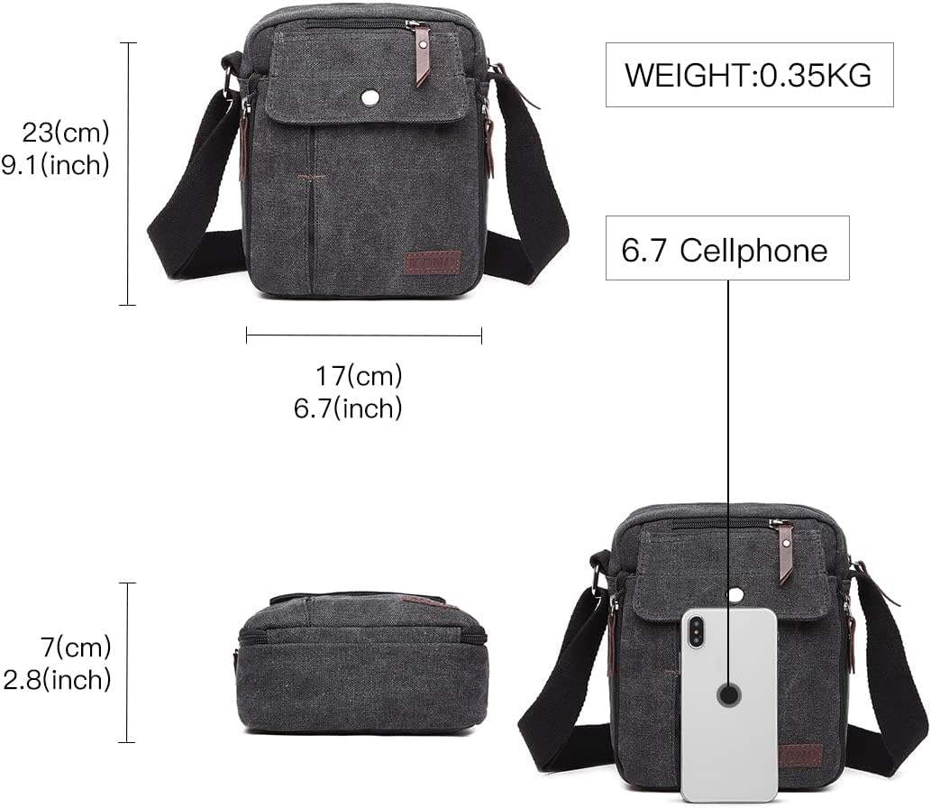 Thumbnail 5 de Kono Man Bag Multi Pockets: Canvas Messenger Satchel