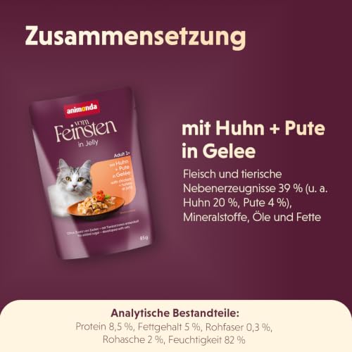 Thumbnail 4 de animonda Vom Feinsten Adult Raffinesse Katzenfutter in Gelee mit Huhn und Pute (24 x 85 g) – Nassfutter deluxe