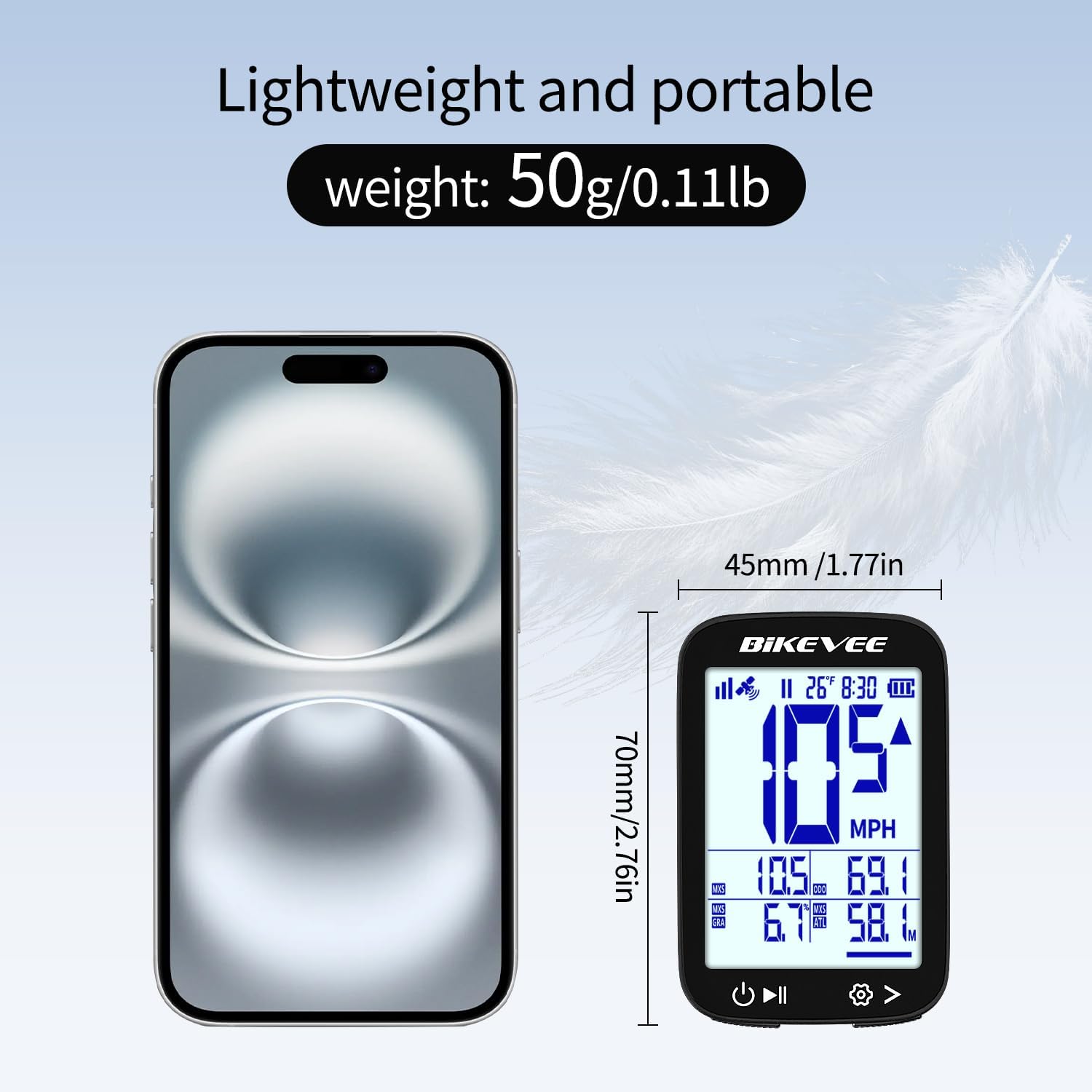 Detalle 2 de Bikevee GPS Fahrradcomputer Kabellos – 2,4 Zoll FSTN Display, IPX7, 28h Akkulaufzeit