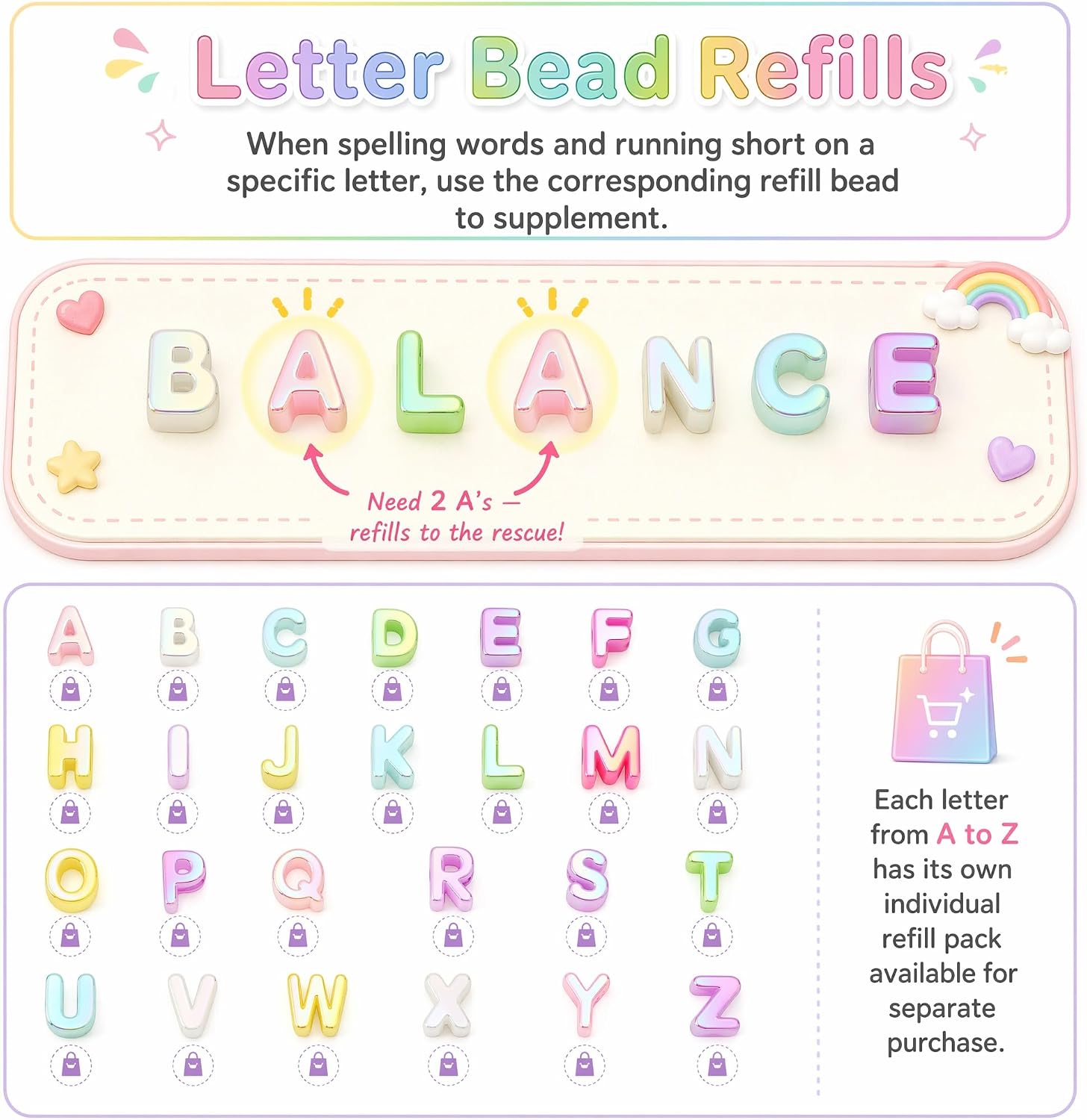 Thumbnail 1 de Leovqn Acrylic Letter Beads 26-Piece