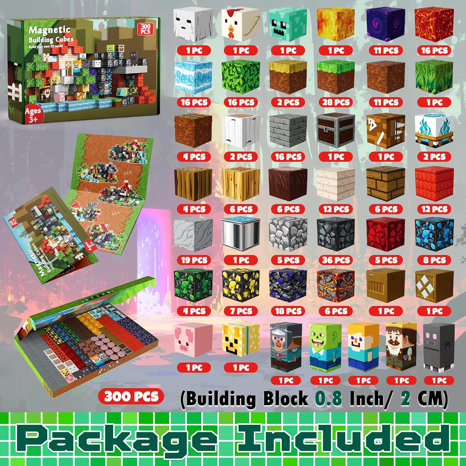 Thumbnail 1 de 300 PCS 0.8in Magnetic Blocks – Portal Theme Magnetic Building Blocks for Kids aged 3+