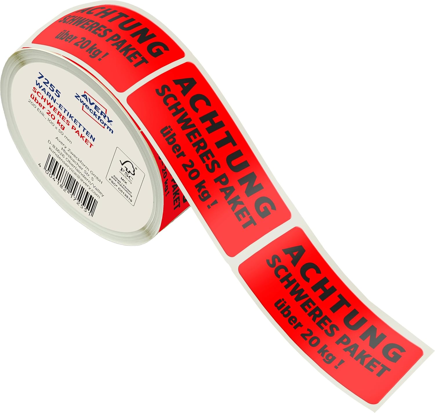 Thumbnail 6 de AVERY Zweckform Art. 7254 Warnetiketten „Achtung! Schweres Paket“ neonrot (10–20 kg) auf Rolle