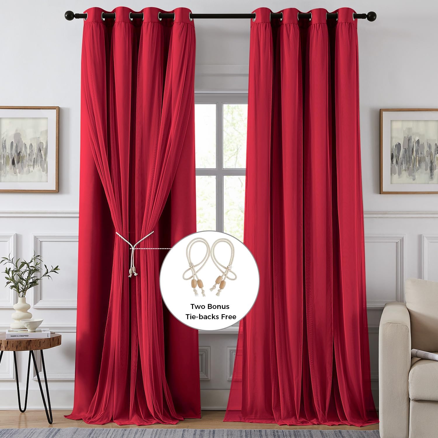Detalle 2 de Swandream Blackout Curtains, 96-Inch Length