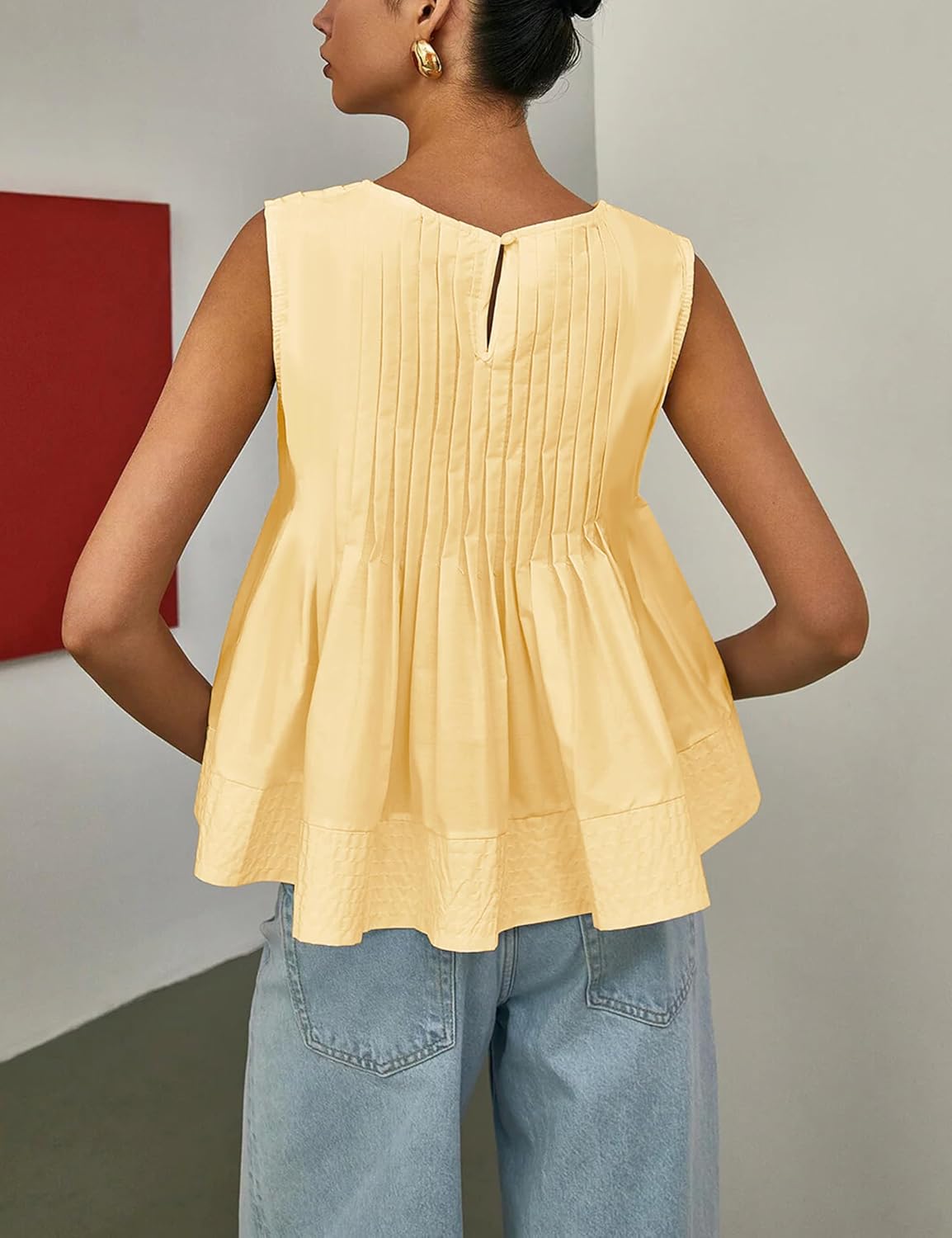 Thumbnail 2 de Megfie Women’s Summer Pleated Peplum Sleeveless Blouse Tank Top