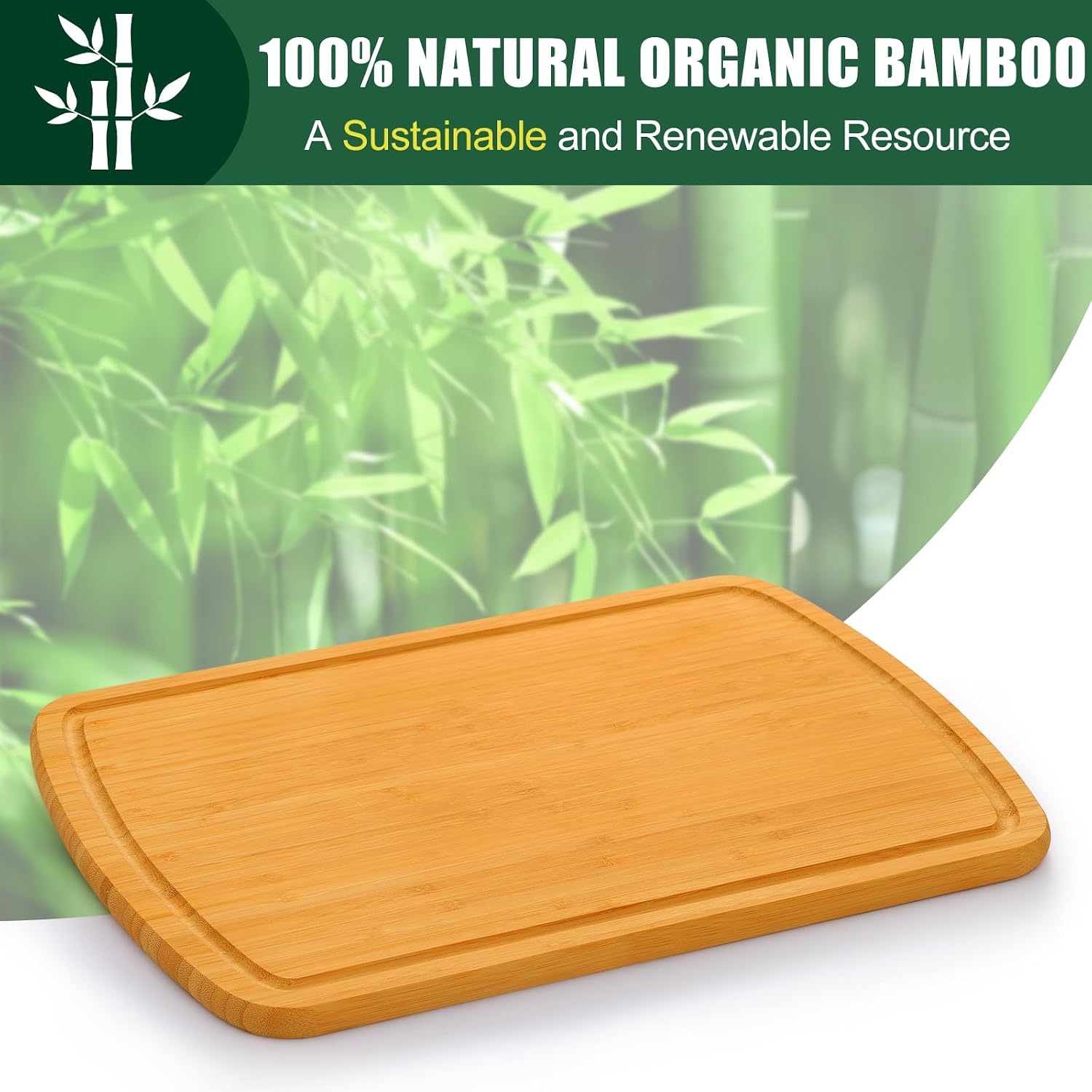 Detalle 2 de Homaxy Extra Large Bamboo Cutting Board 18x12.5" 📋