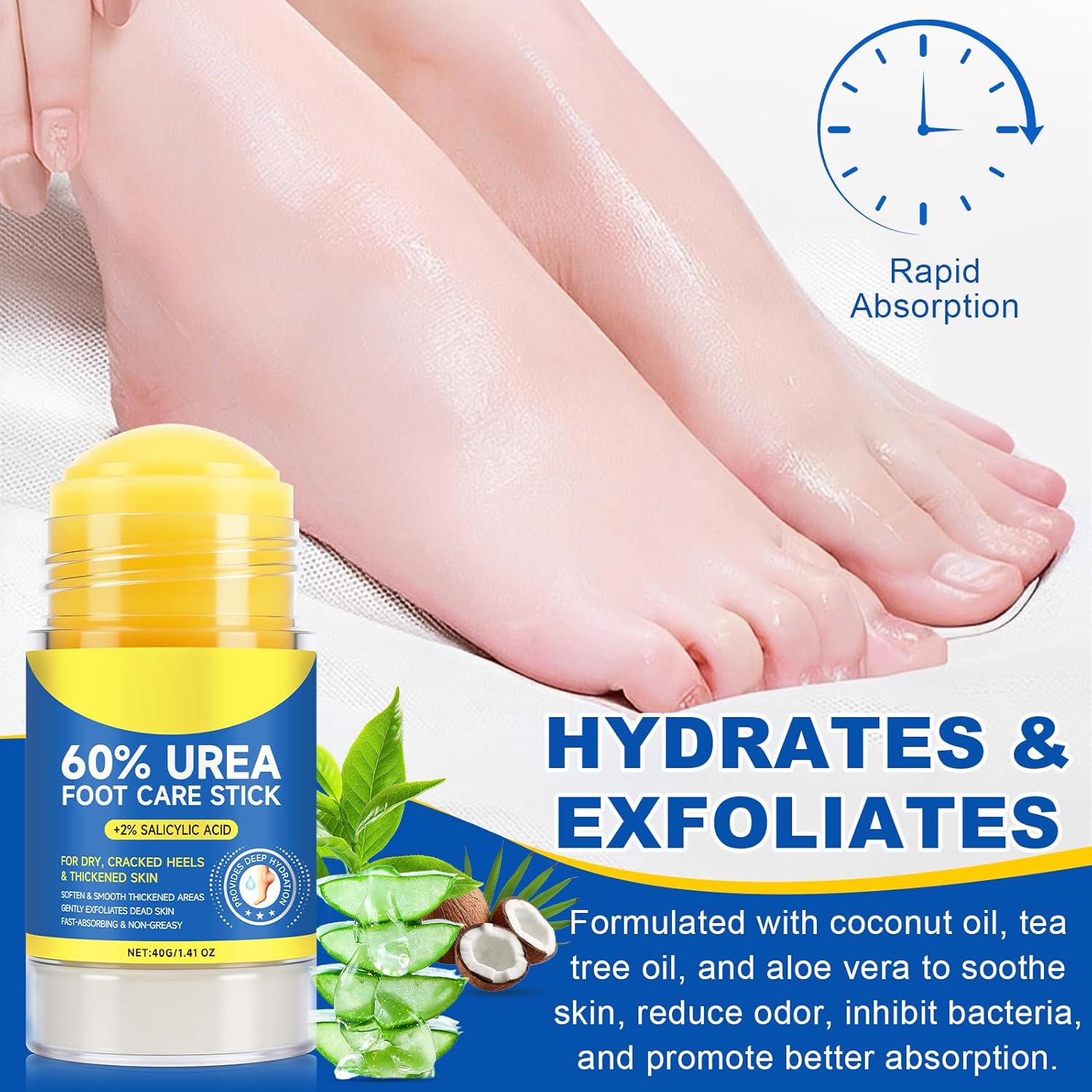 Detalle 2 de 60% Urea Cream Stick with 2% Salicylic Acid (1.4oz, 2-pack) for Cracked Heels & Calluses