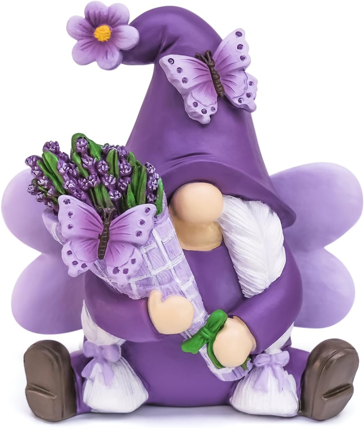 Detalle de Generic Lavender Gnome Resin Figurine, Purple 5.9-Inch Spring and Summer Decor