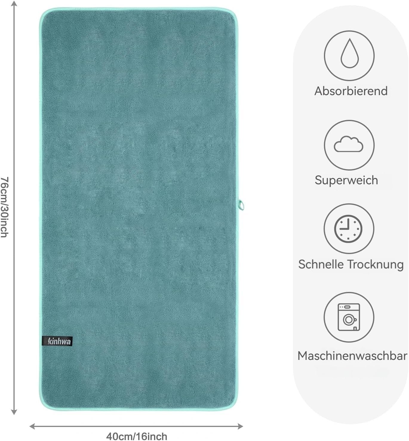 Detalle de KinHwa 4er Set Mikrofaser Handtücher 40x76 cm – extra saugstark, fusselfrei, ultraleicht