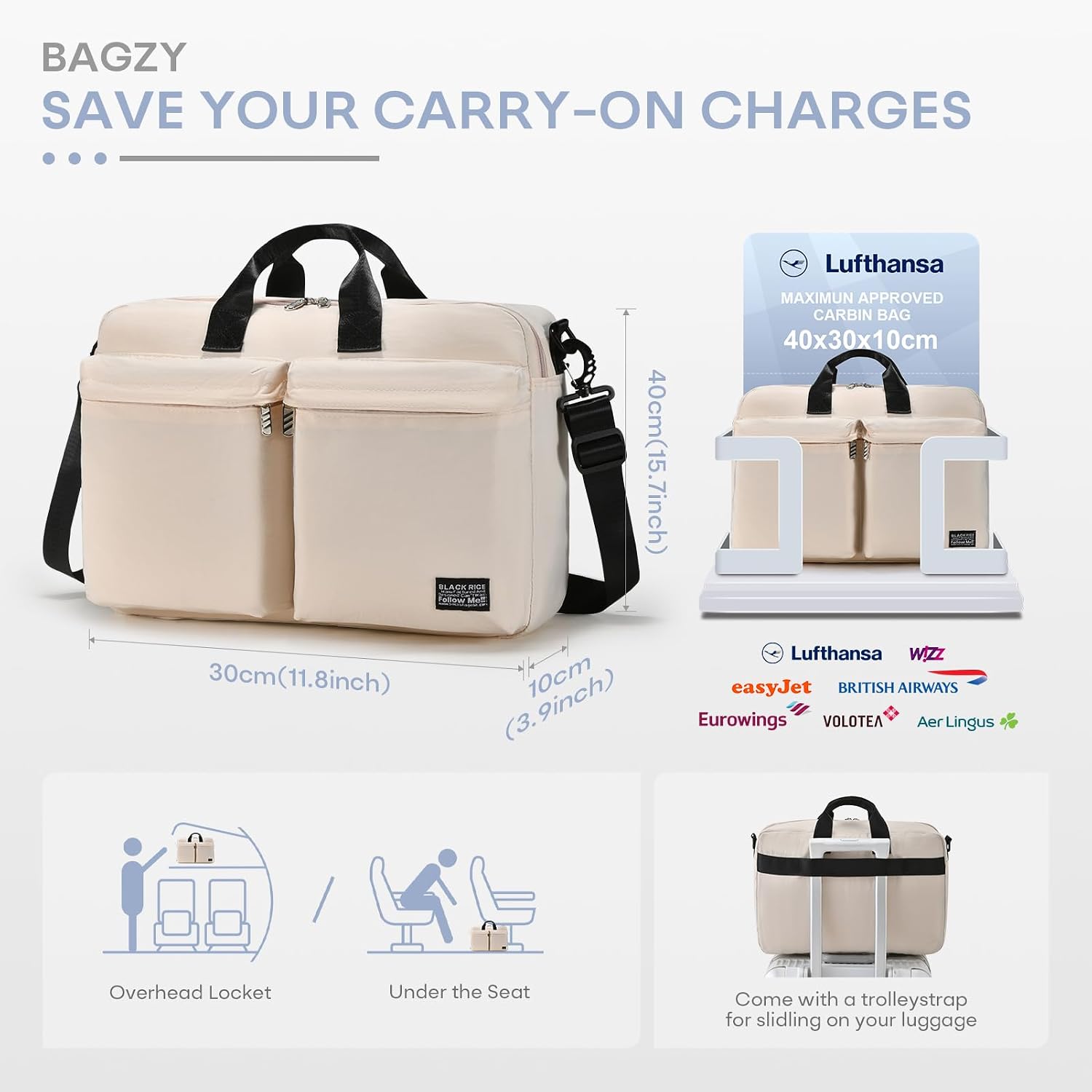 Thumbnail 2 de BAGZY Sac de Voyage 40x30x10 cm – Cabine etSport, Étanche et Polyvalent pour Voyage Court