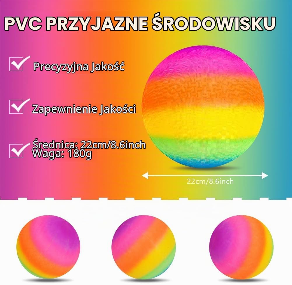 Detalle de OSDUE P2-CHQMUL241105-FBA – piłka do zabaw z PVC w tęczowych kolorach