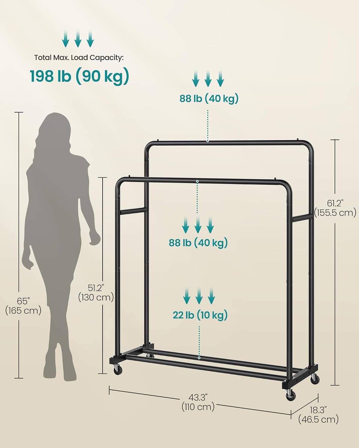 Thumbnail 4 de SONGMICS HSR016BH01 clothes rack 50 kg