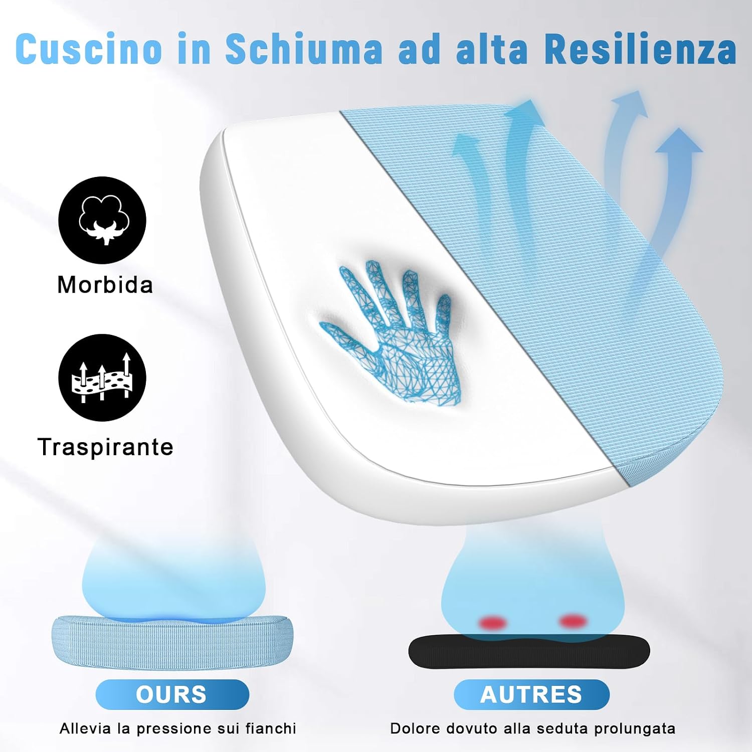 Thumbnail 6 de Naspaluro Sedia da Ufficio Ergonomica: seduta regolabile, supporto lombare e poggiatesta, rete traspirante, braccioli 90° e schienale reclinabile
